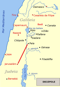 Mapa de Decápolis nos tempos bíblicos.